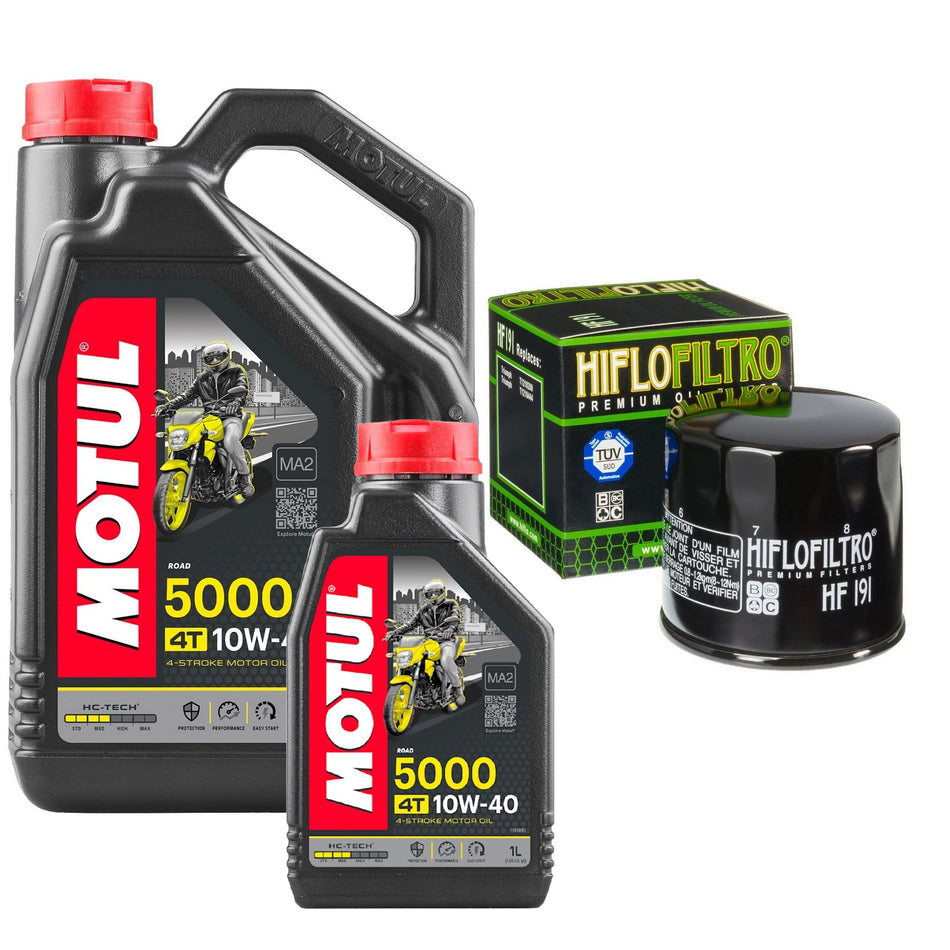 Motul 5000 10w40 5L Oil & HF191 Oil Filter Kit