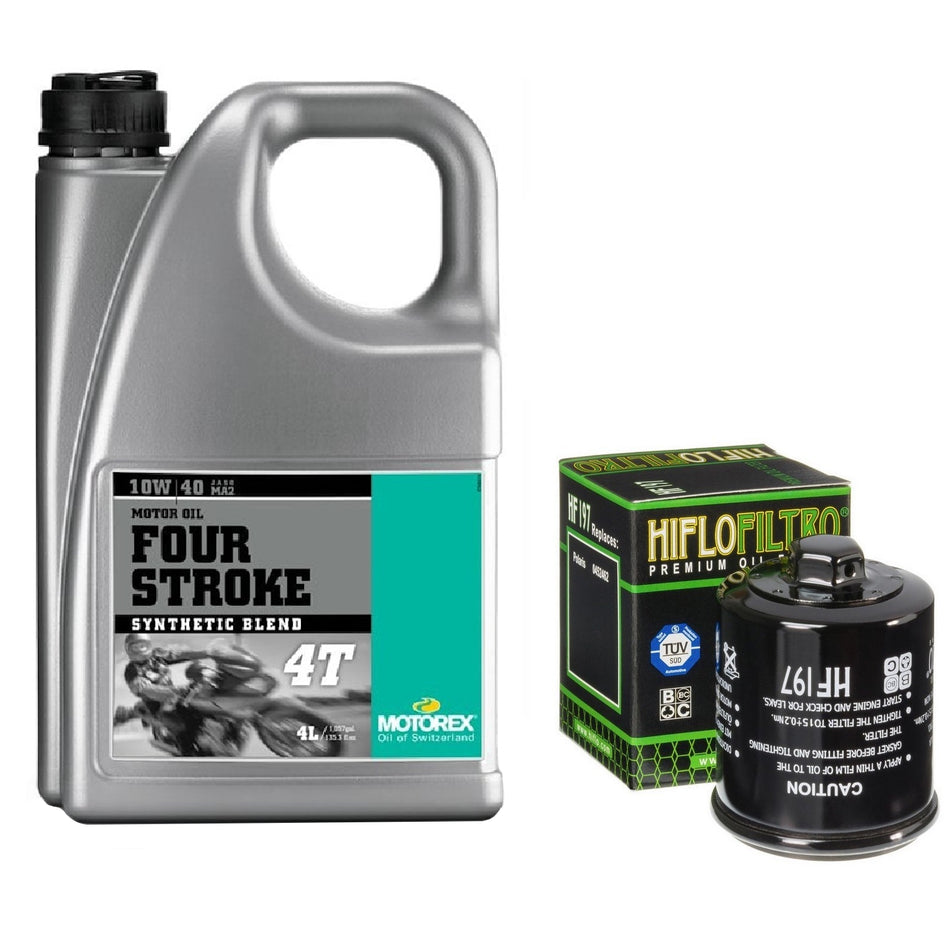 Motorex Four Stroke 10w40 4L Oil & HF197 Oil Filter Kit