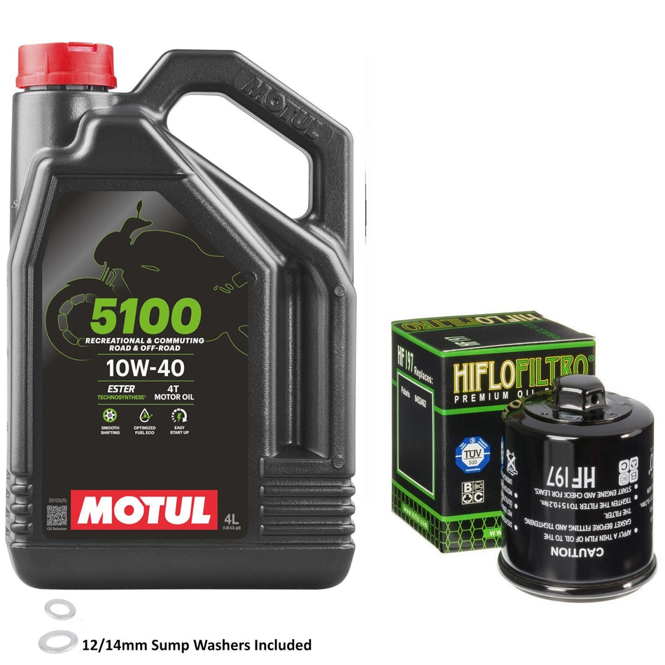 Motul 5100 10w40 4L Oil & HF197 Oil Filter Kit