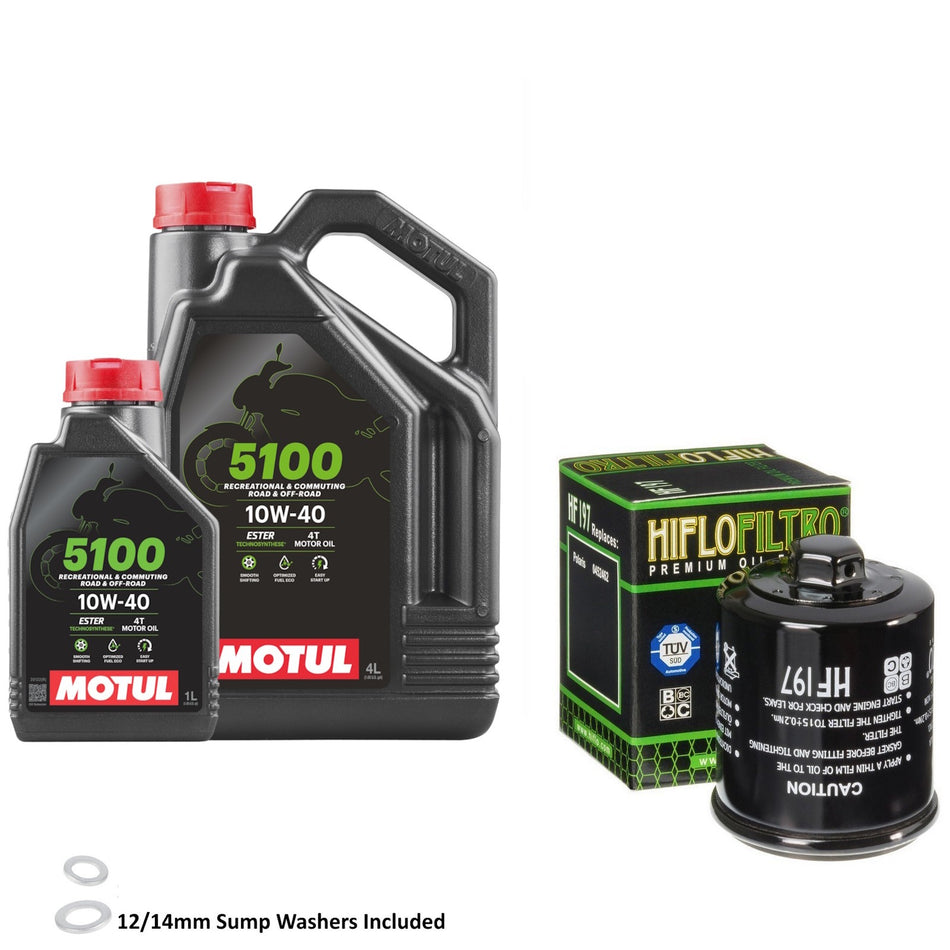 Motul 5100 10w40 5L Oil & HF197 Oil Filter Kit
