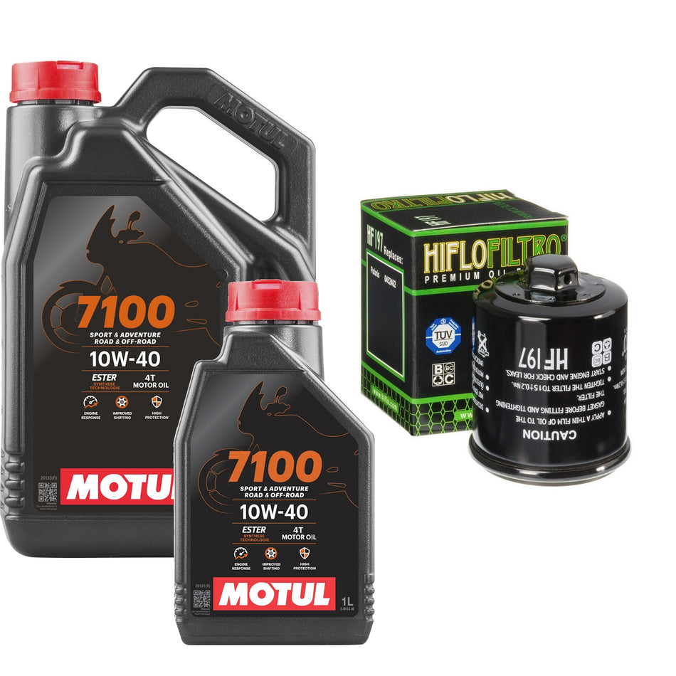 Motul 7100 10w40 5L Oil & HF197 Oil Filter Kit