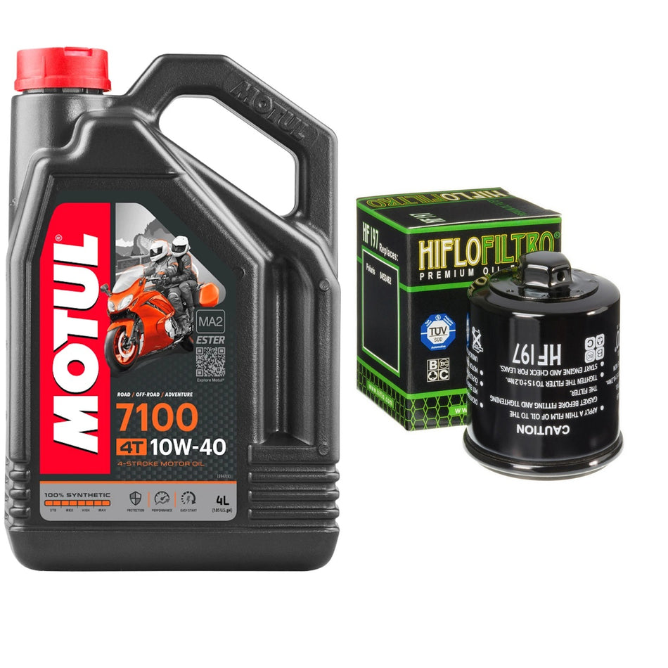 Motul 7100 10w40 4L Oil & HF197 Oil Filter Kit