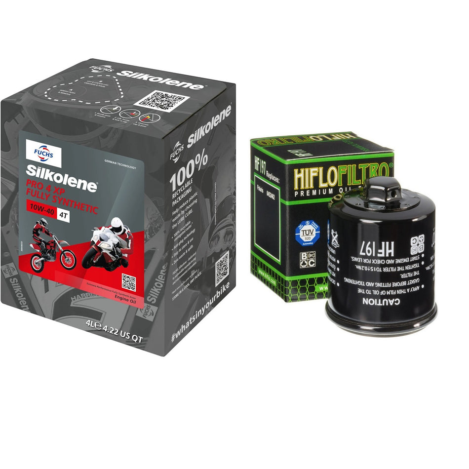 Silkolene Pro 4 10w40 4L Oil & HF197 Oil Filter Kit