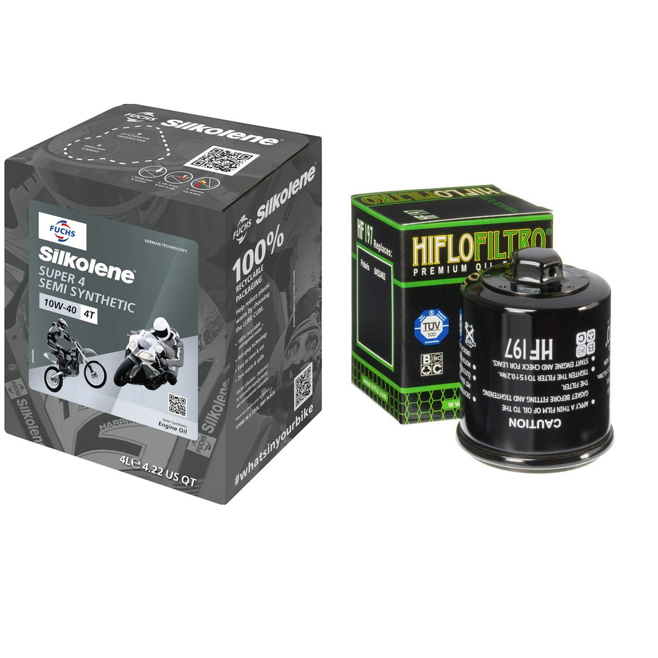Silkolene Super4 10w40 4L Oil & HF197 Oil Filter Kit