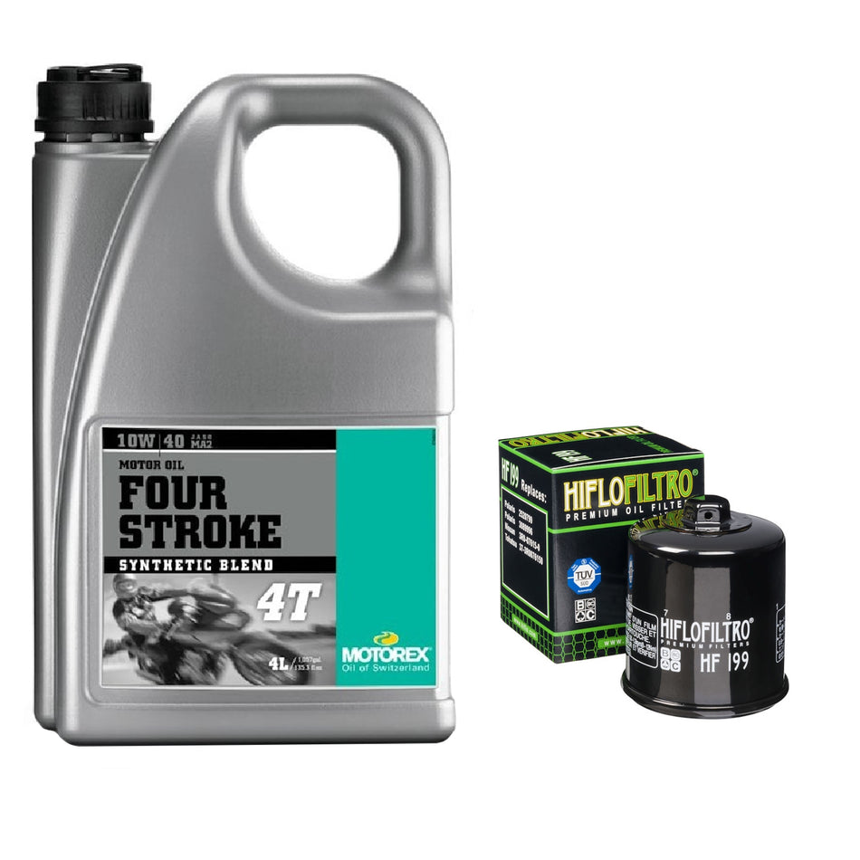 Motorex Four Stroke 10w40 4L Oil & HF199 Oil Filter Kit