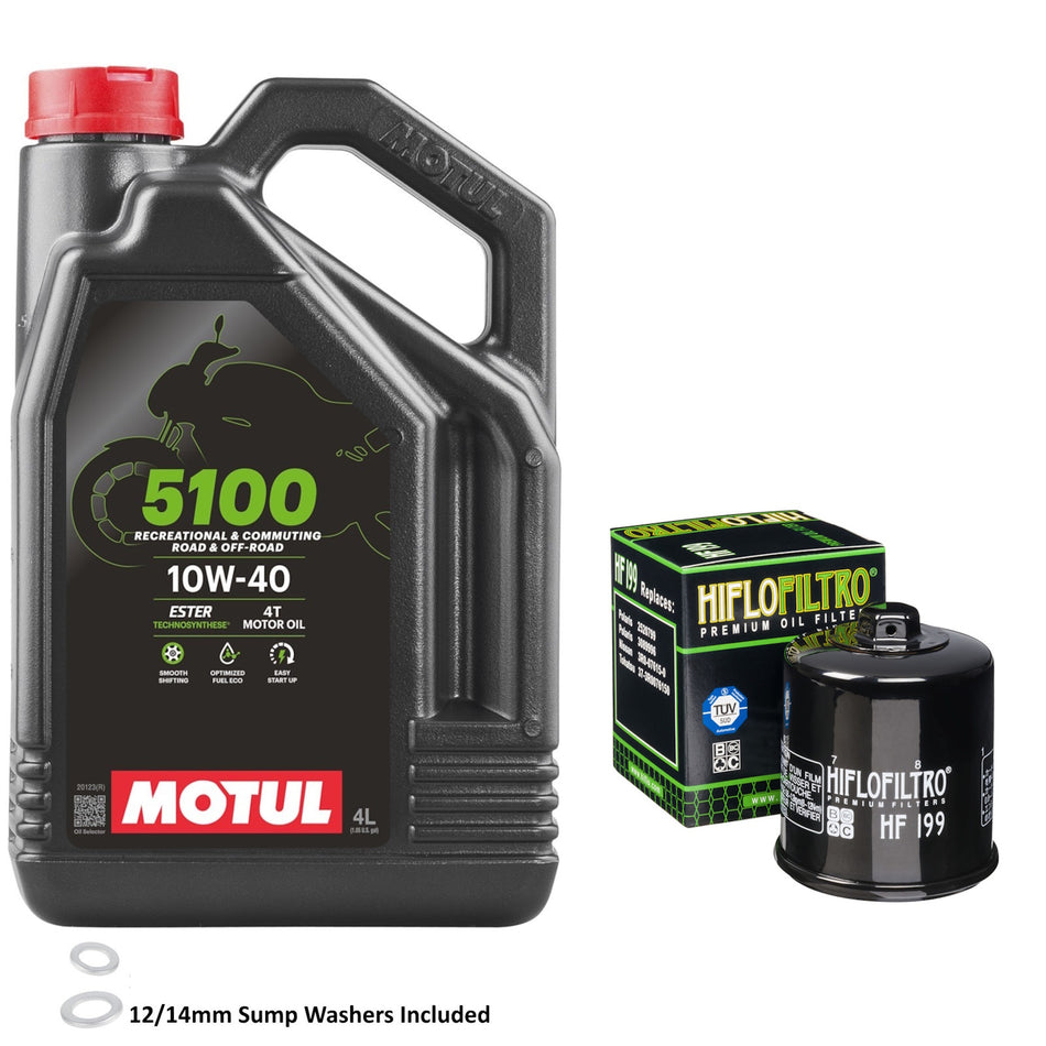 Motul 5100 10w40 4L Oil & HF199 Oil Filter Kit