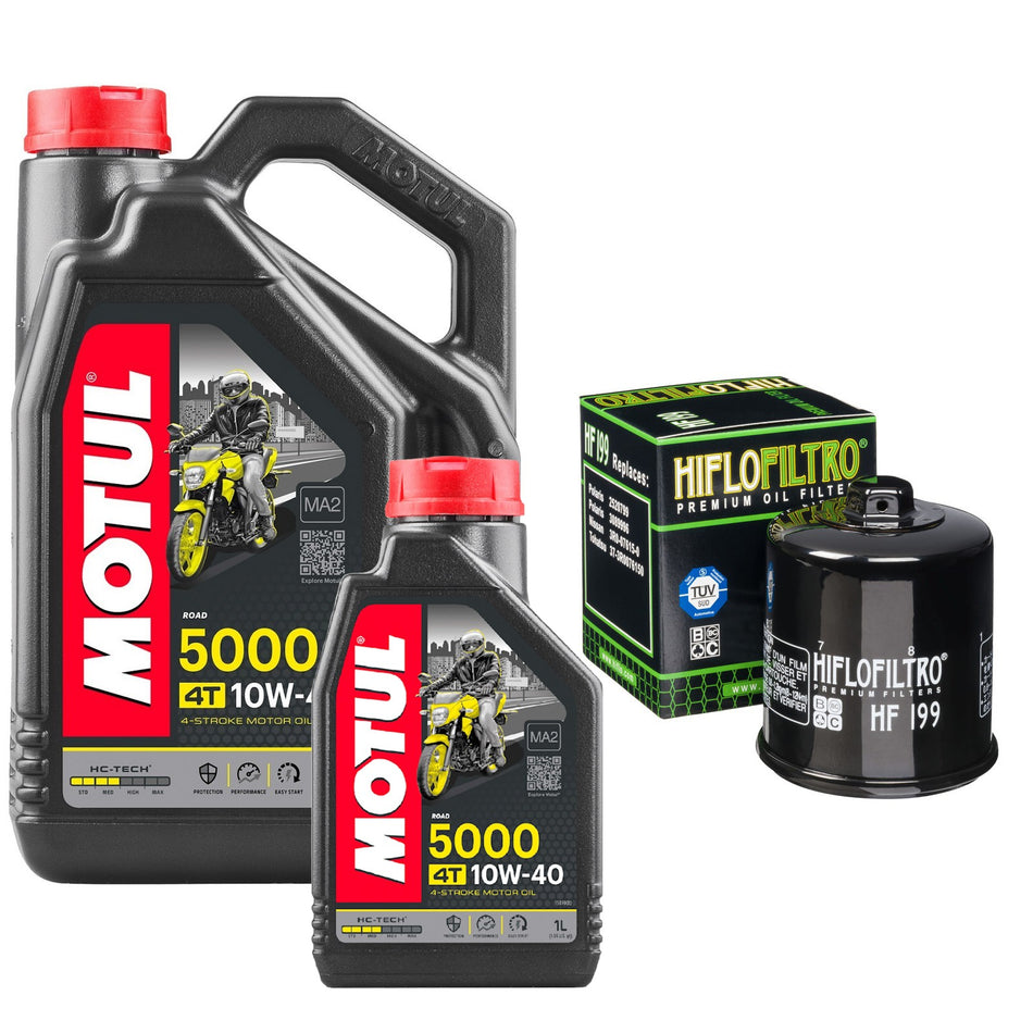 Motul 5000 10w40 5L Oil & HF199 Oil Filter Kit