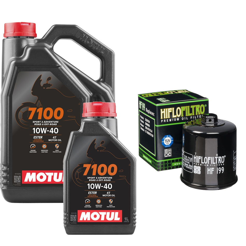 Motul 7100 10w40 5L Oil & HF199 Oil Filter Kit