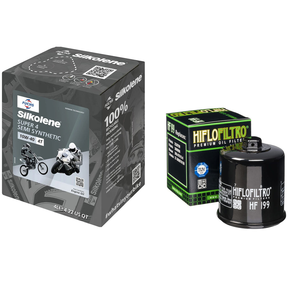 Silkolene Super4 10w40 4L Oil & HF199 Oil Filter Kit
