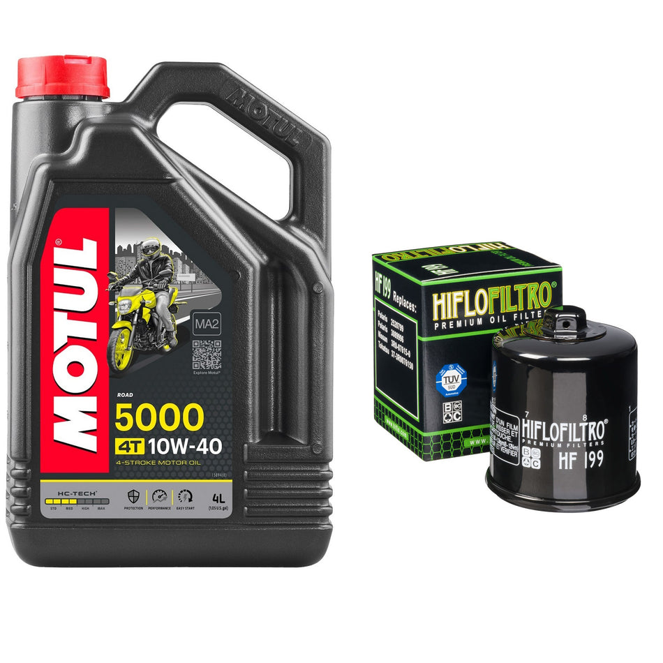 Motul 5000 10w40 4L Oil & HF199 Oil Filter Kit