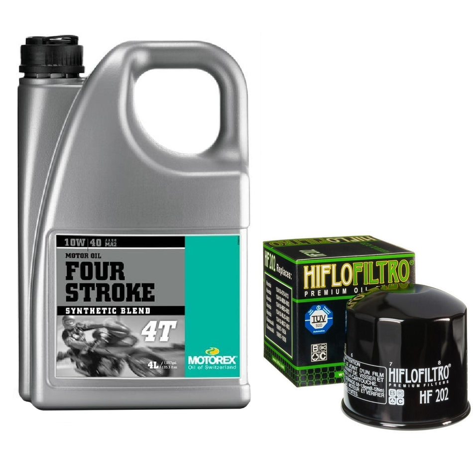 Motorex Four Stroke 10w40 4L Oil & HF202 Oil Filter Kit