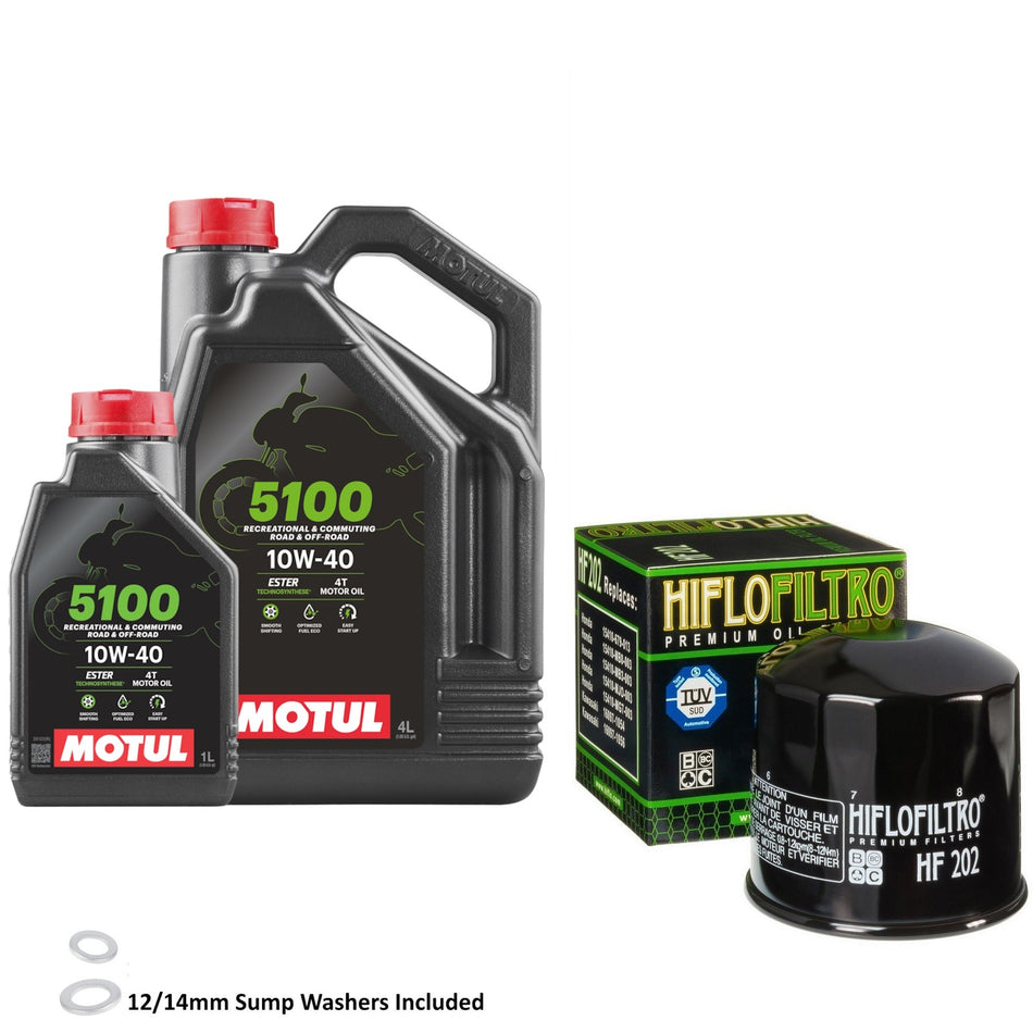 Motul 5100 10w40 5L Oil & HF202 Oil Filter Kit
