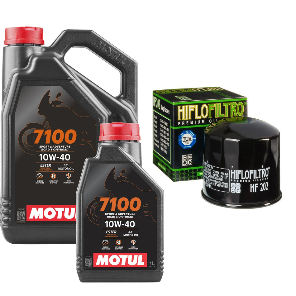 Motul 7100 10w40 5L Oil & HF202 Oil Filter Kit