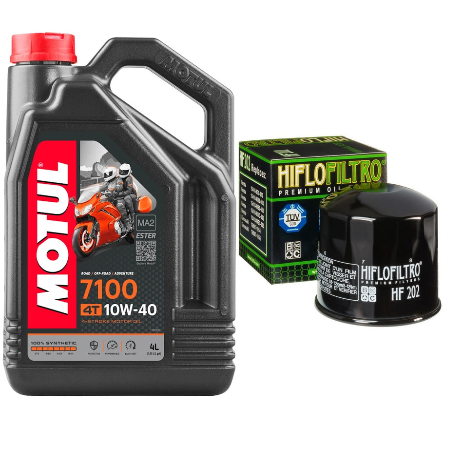 Motul 7100 10w40 4L Oil & HF202 Oil Filter Kit