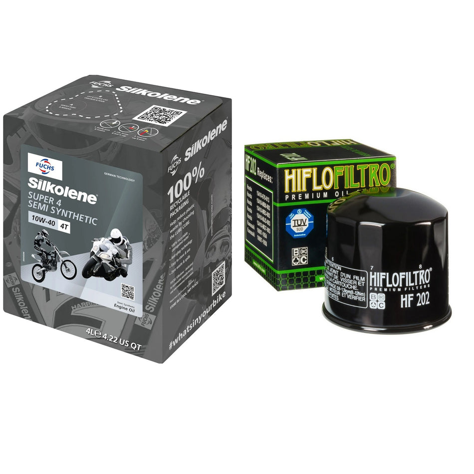 Silkolene Super4 10w40 4L Oil & HF202 Oil Filter Kit