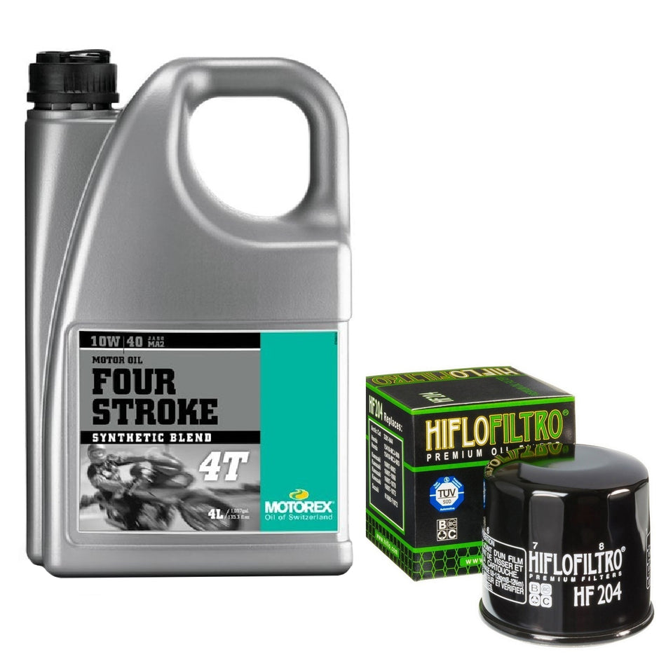 Motorex Four Stroke 10w40 4L Oil & HF204 Oil Filter Kit