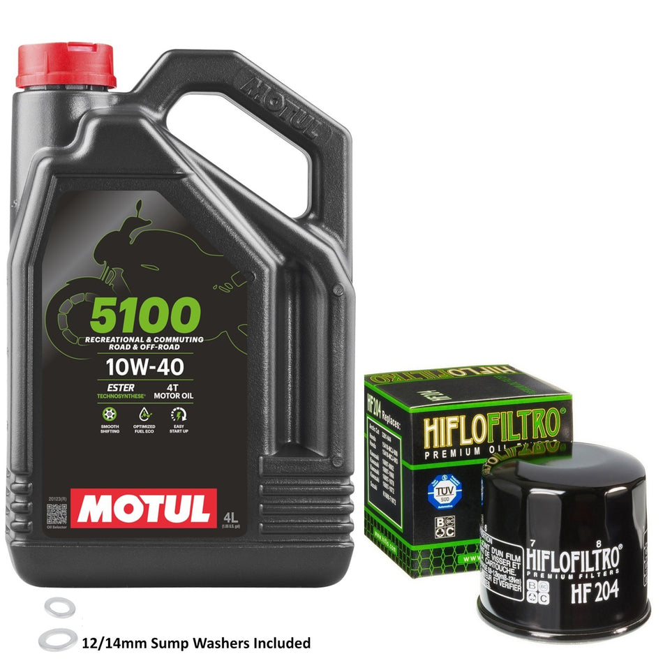Motul 5100 10w40 4L Oil & HF204 Oil Filter Kit