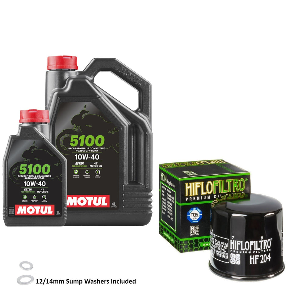Motul 5100 10w40 5L Oil & HF204 Oil Filter Kit