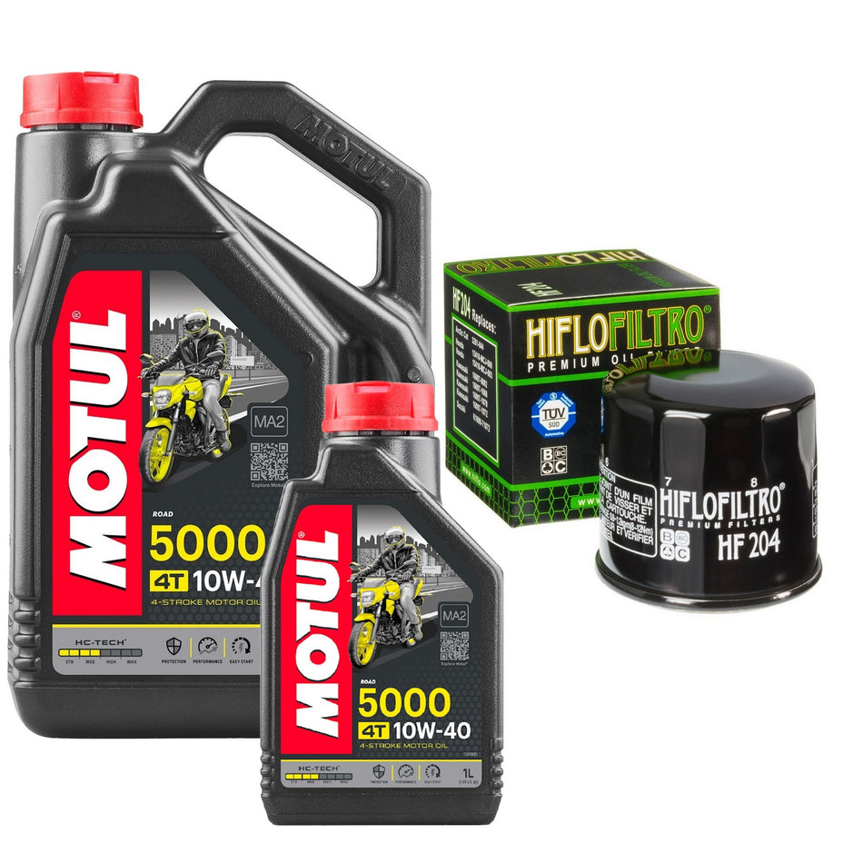 Motul 5000 10w40 5L Oil & HF204 Oil Filter Kit