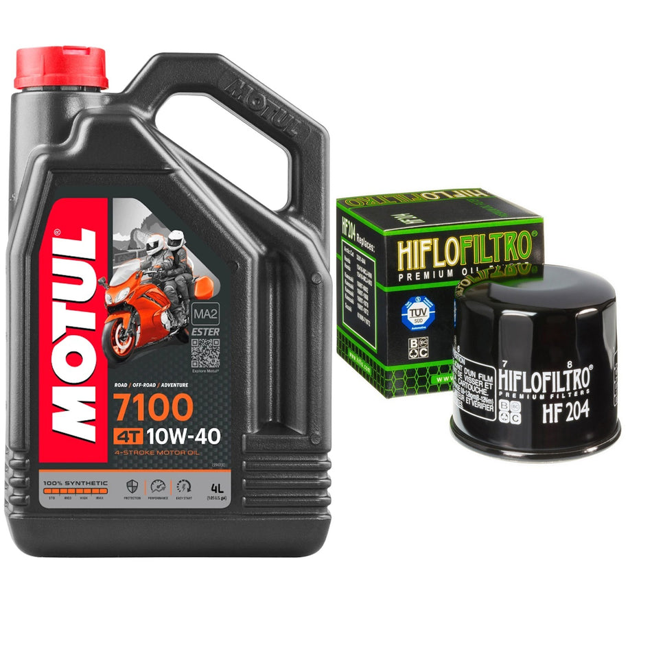 Motul 7100 10w40 4L Oil & HF204 Oil Filter Kit