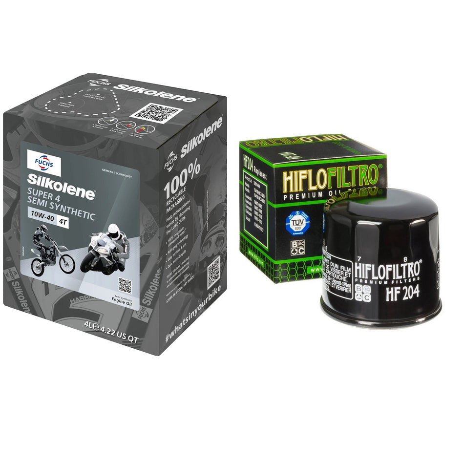 Silkolene Super4 10w40 4L Oil & HF204 Oil Filter Kit