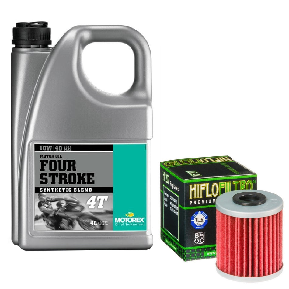 Motorex Four Stroke 10w40 4L Oil & HF207 Oil Filter Kit