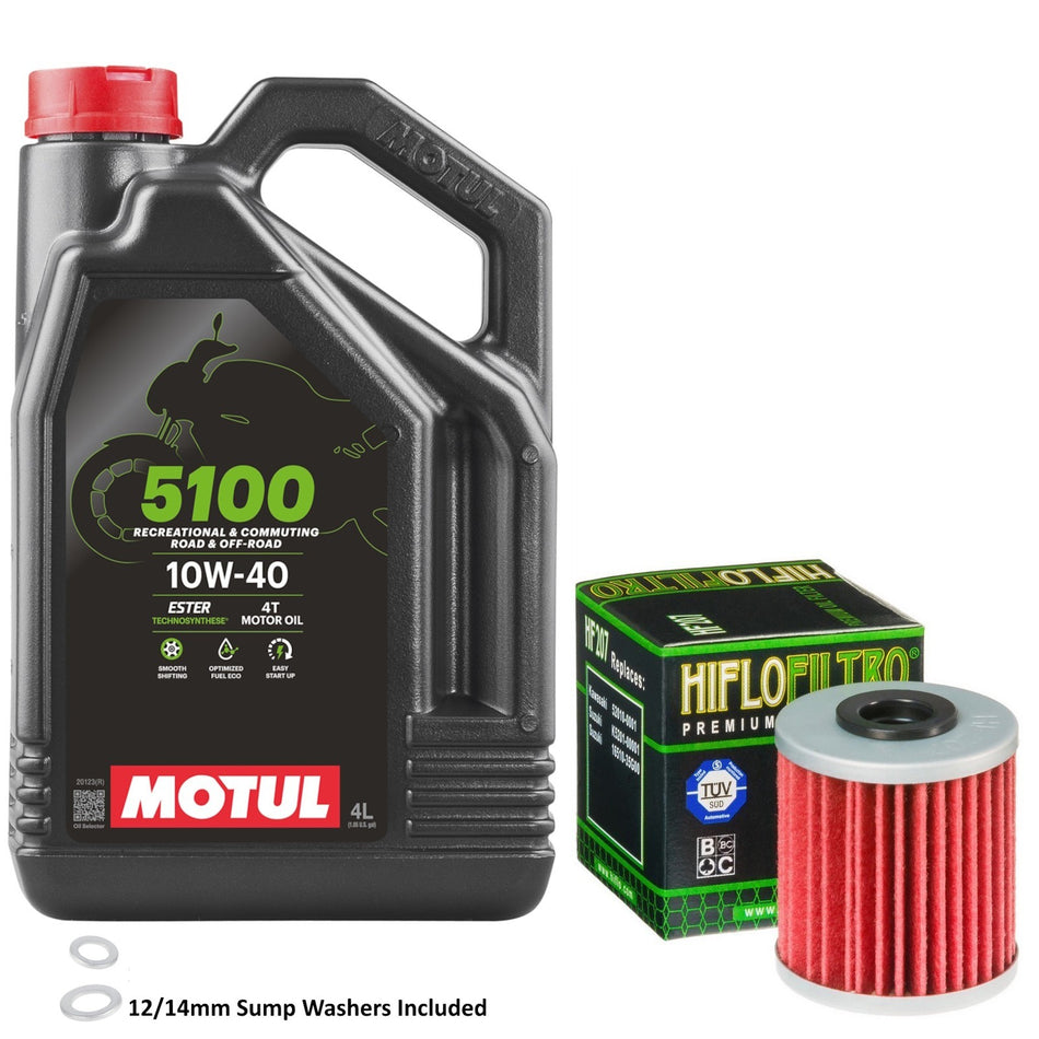 Motul 5100 10w40 4L Oil & HF207 Oil Filter Kit