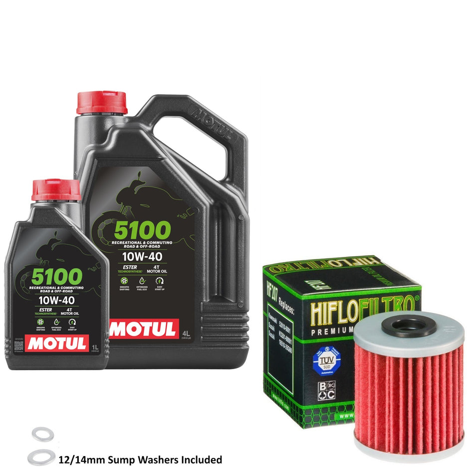 Motul 5100 10w40 5L Oil & HF207 Oil Filter Kit
