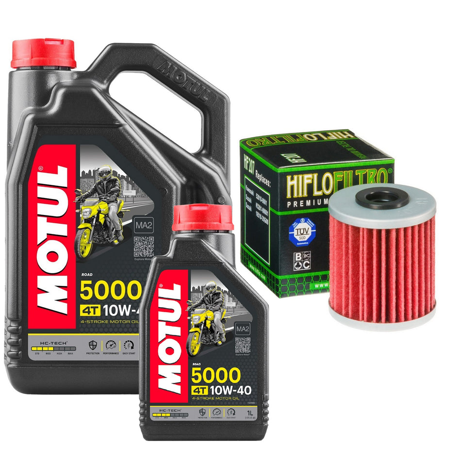 Motul 5000 10w40 5L Oil & HF207 Oil Filter Kit