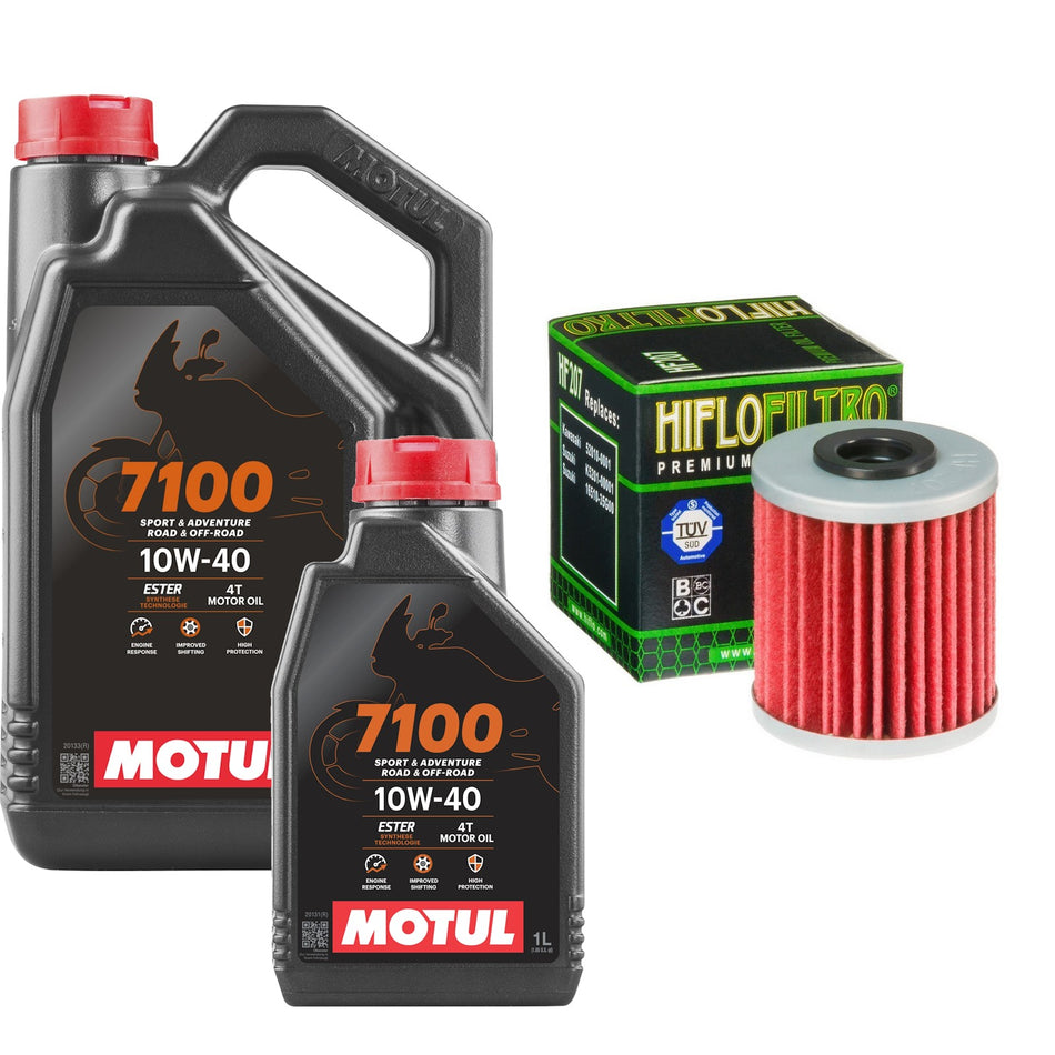 Motul 7100 10w40 5L Oil & HF207 Oil Filter Kit