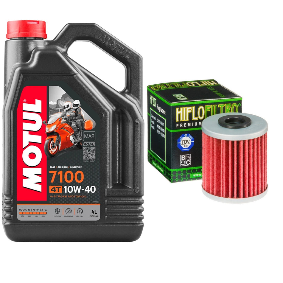 Motul 7100 10w40 4L Oil & HF207 Oil Filter Kit