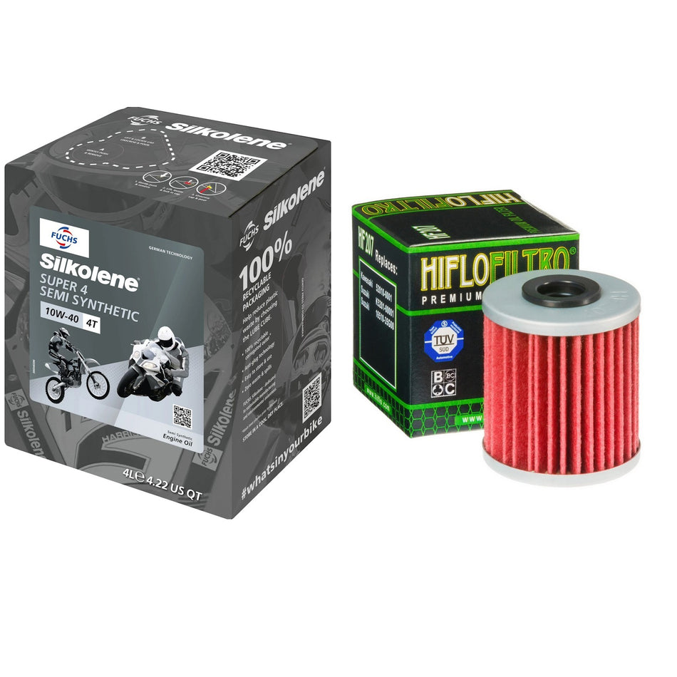 Silkolene Super4 10w40 4L Oil & HF207 Oil Filter Kit