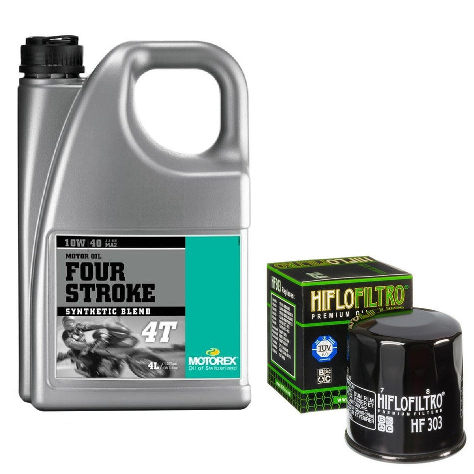 Motorex Four Stroke 10w40 4L Oil & HF303 Oil Filter Kit