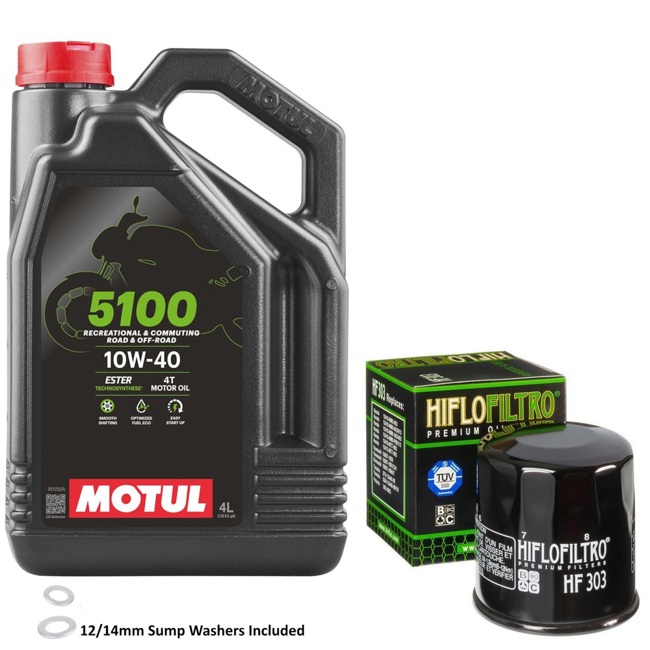 Motul 5100 10w40 4L Oil & HF303 Oil Filter Kit