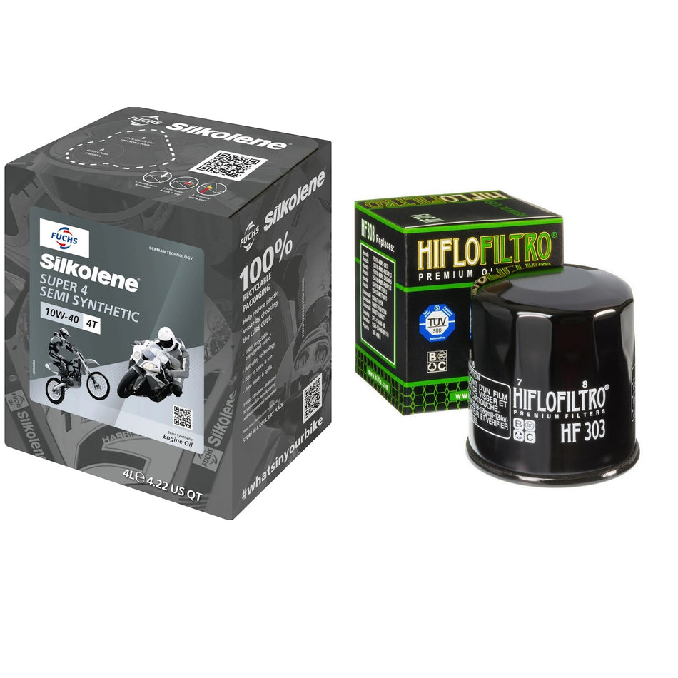 Silkolene Super4 10w40 4L Oil & HF303 Oil Filter Kit
