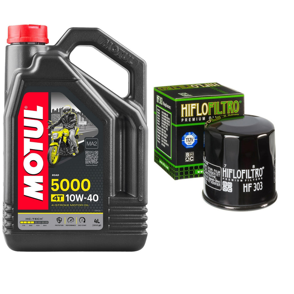 Motul 5000 10w40 4L Oil & HF303 Oil Filter Kit