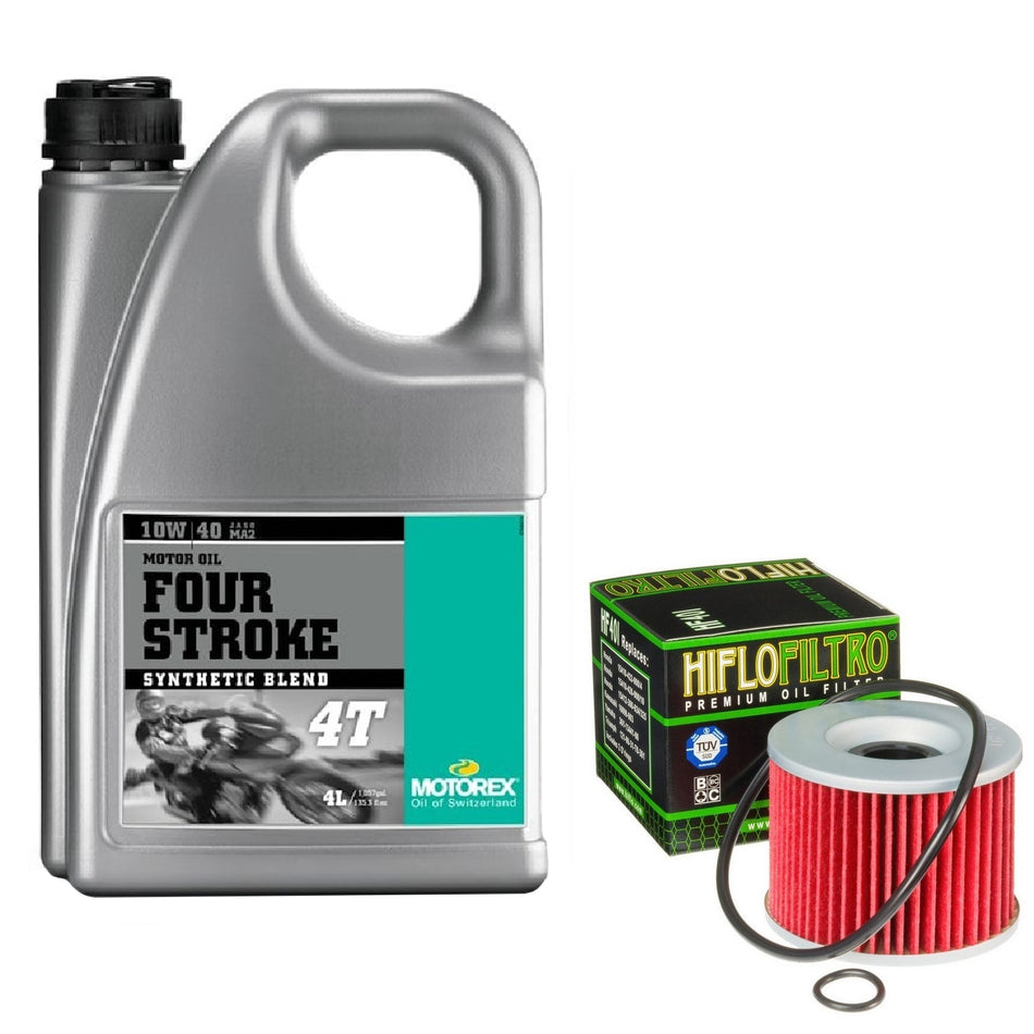 Motorex Four Stroke 10w40 4L Oil & HF401 Oil Filter Kit