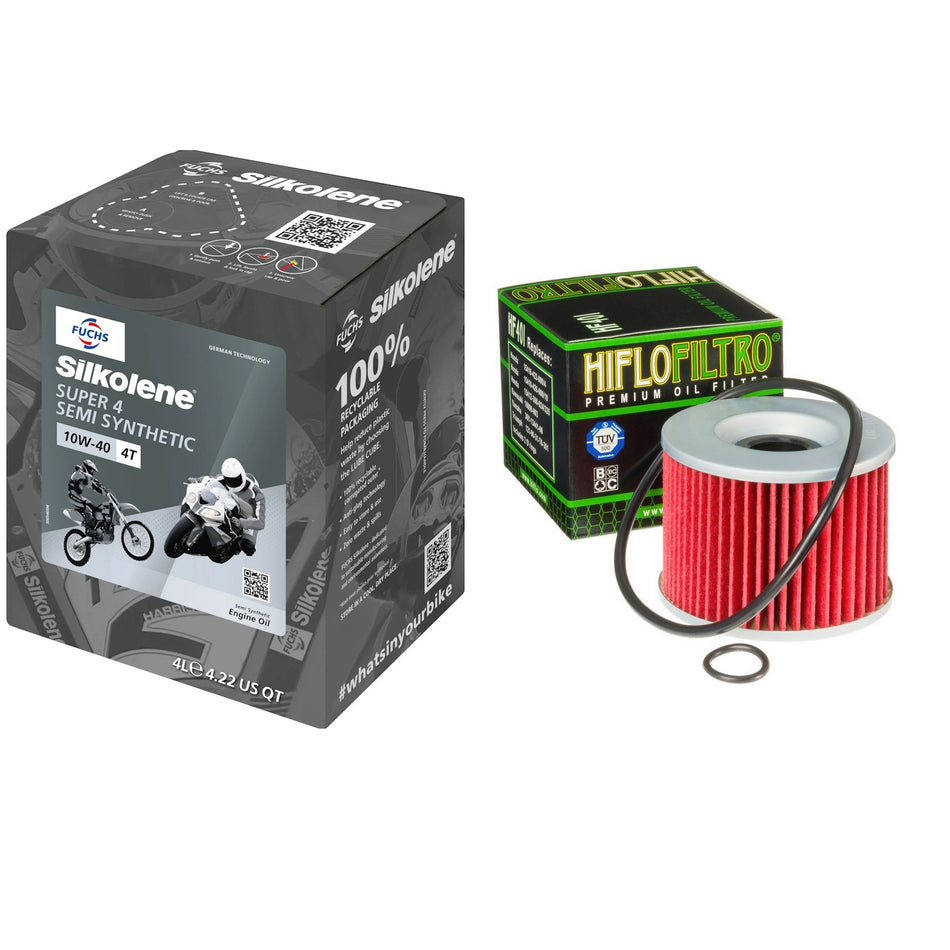 Silkolene Super4 10w40 4L Oil & HF401 Oil Filter Kit