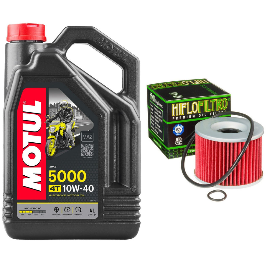 Motul 5000 10w40 4L Oil & HF401 Oil Filter Kit