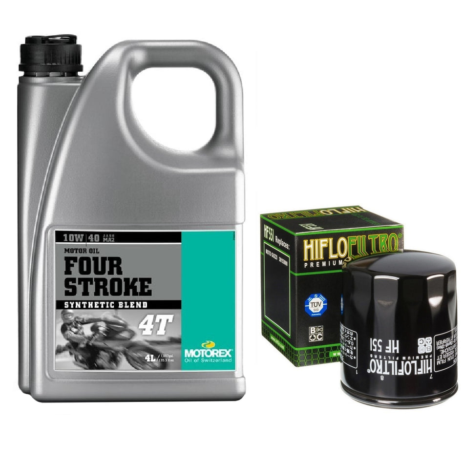 Motorex Four Stroke 10w40 4L Oil & HF551 Oil Filter Kit