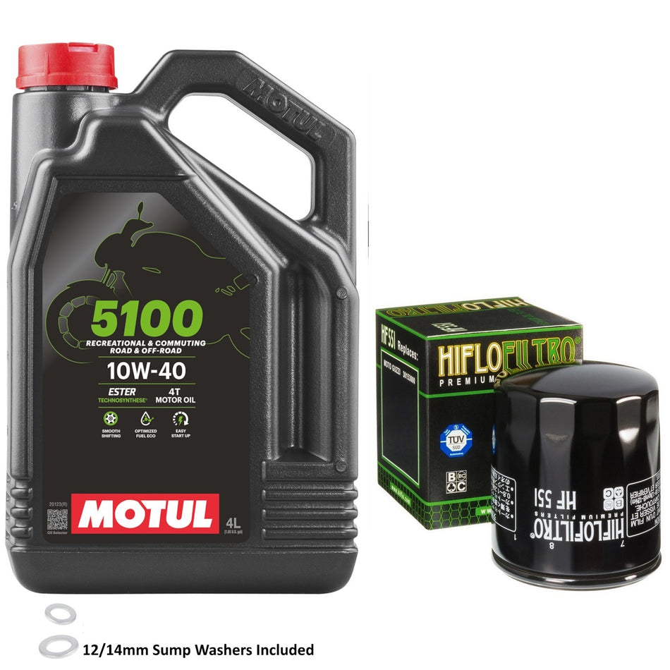 Motul 5100 10w40 4L Oil & HF551 Oil Filter Kit