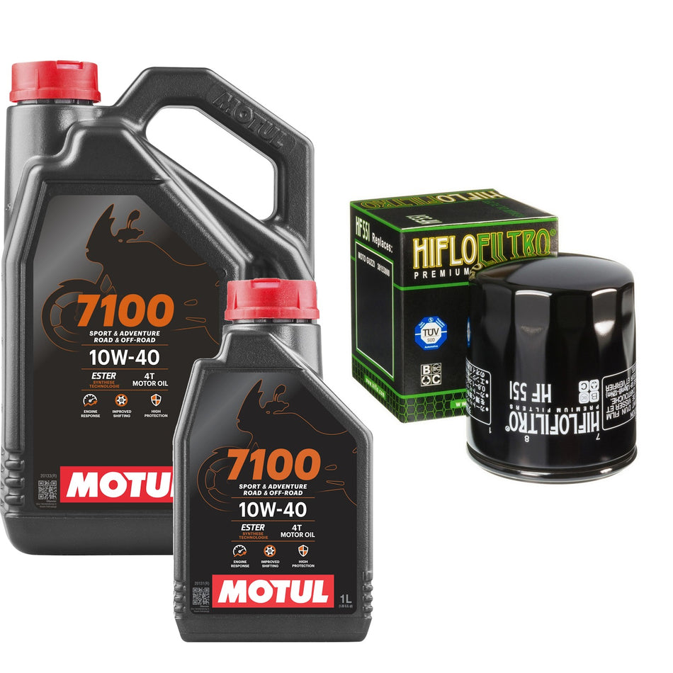 Motul 7100 10w40 5L Oil & HF551 Oil Filter Kit