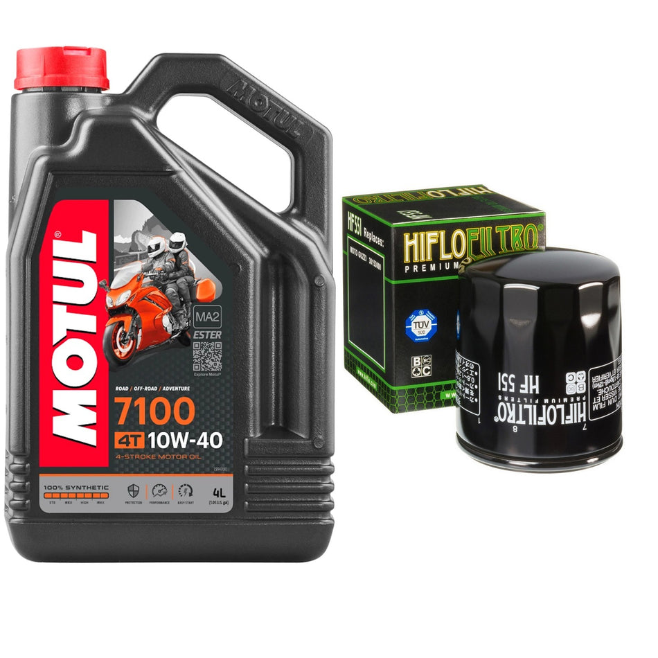 Motul 7100 10w40 4L Oil & HF551 Oil Filter Kit
