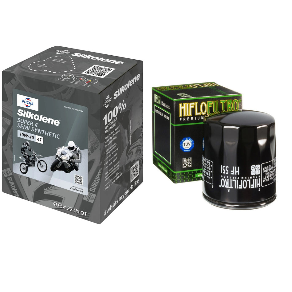 Silkolene Super4 10w40 4L Oil & HF551 Oil Filter Kit