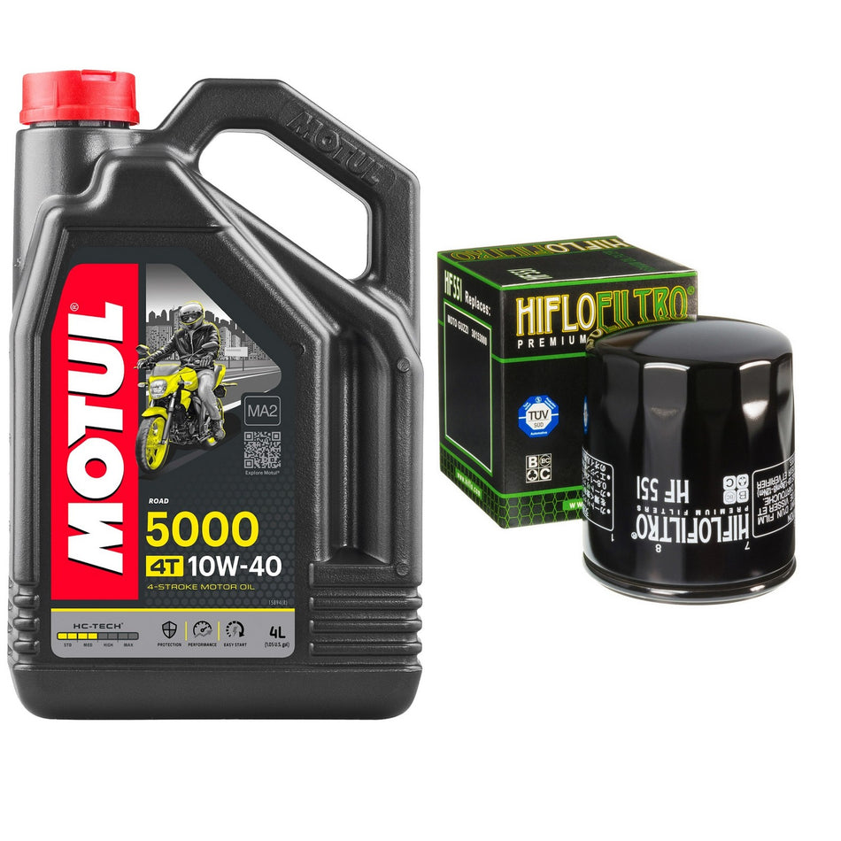 Motul 5000 10w40 4L Oil & HF551 Oil Filter Kit