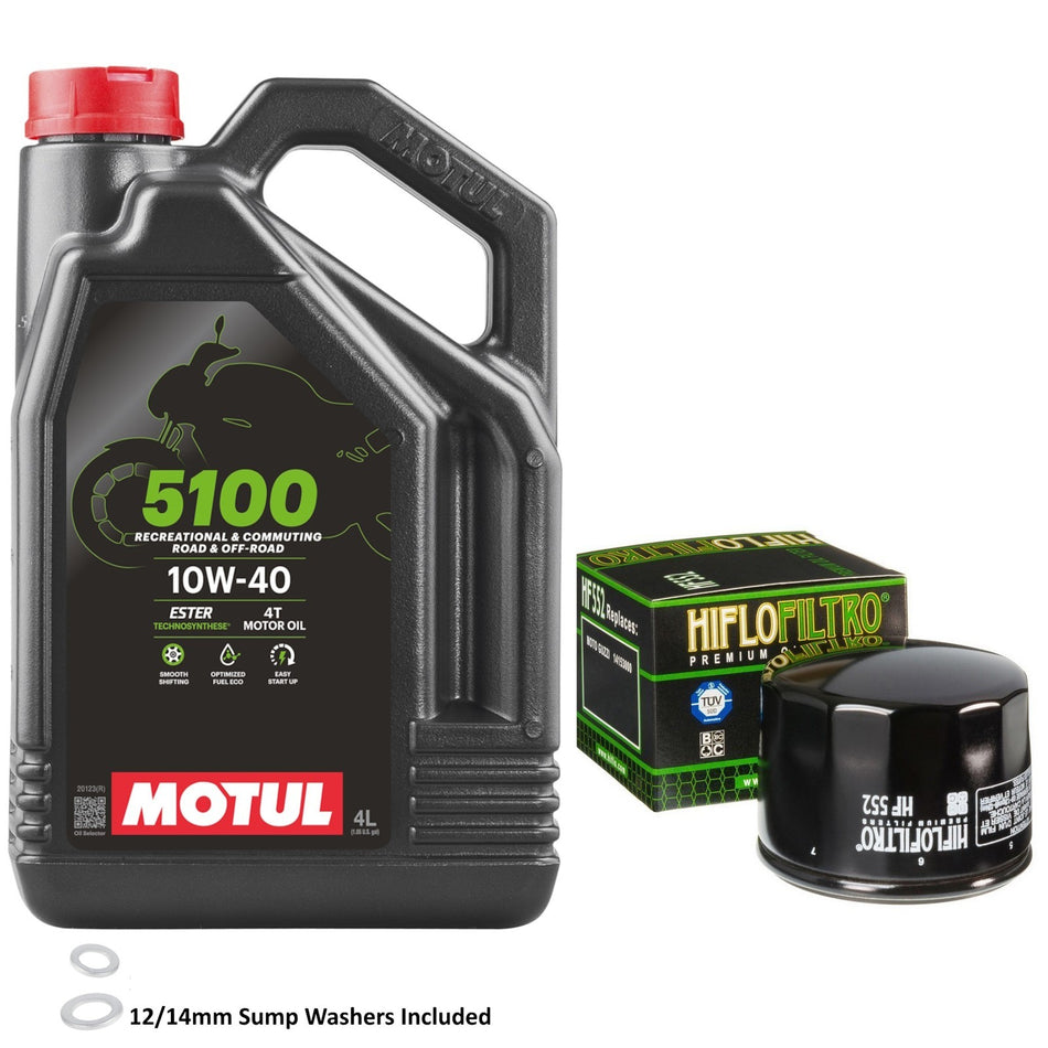 Motul 5100 10w40 4L Oil & HF552 Oil Filter Kit