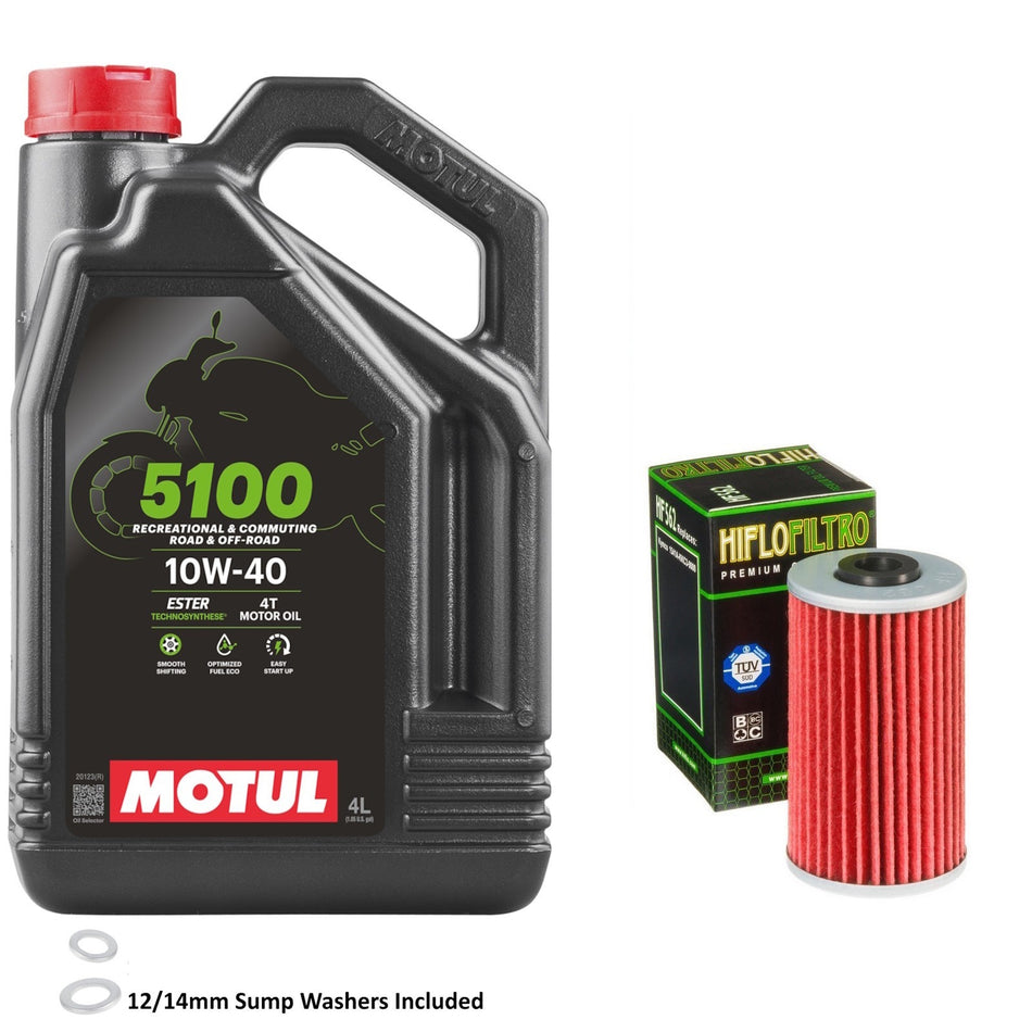 Motul 5100 10w40 4L Oil & HF562 Oil Filter Kit