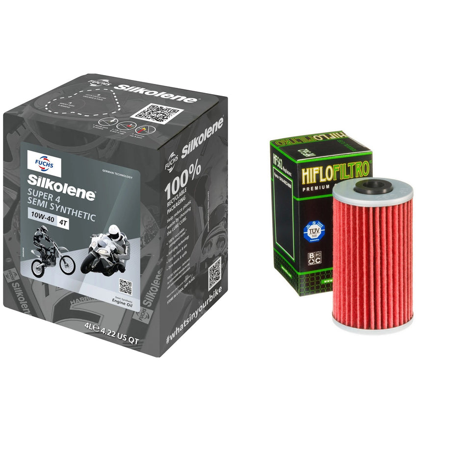 Silkolene Super4 10w40 4L Oil & HF562 Oil Filter Kit