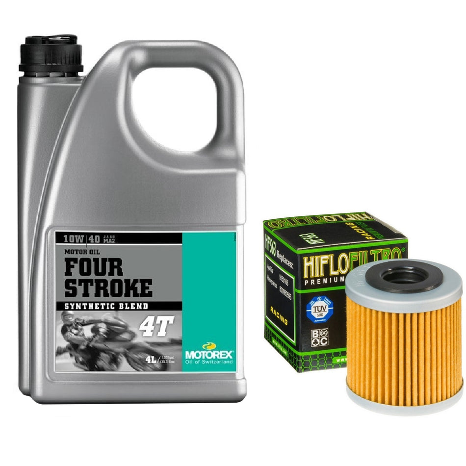 Motorex Four Stroke 10w40 4L Oil & HF563 Oil Filter Kit