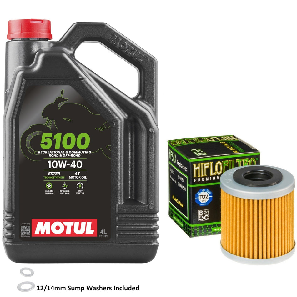 Motul 5100 10w40 4L Oil & HF563 Oil Filter Kit
